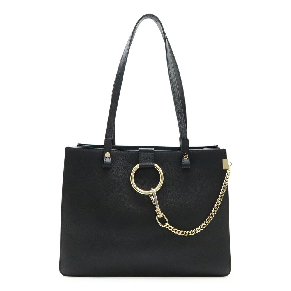 Chloe Faye tote bag shoulder leather black ring chain
